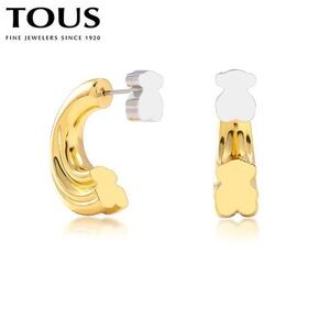 Tous Gold and Silver Bear Hoop Earrings